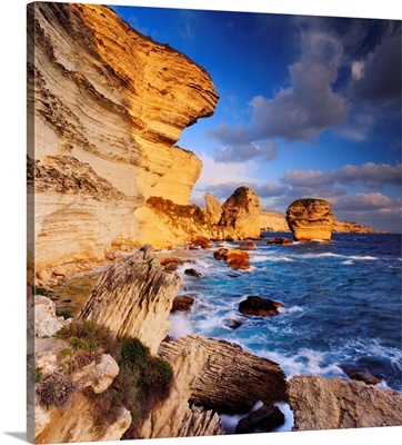 France, Mediterranean Sea, Corse-du-Sud, View Of The White Cliffs, Grain De Sable Rock