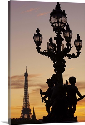 France, Paris, Bridge and Eiffel Tower