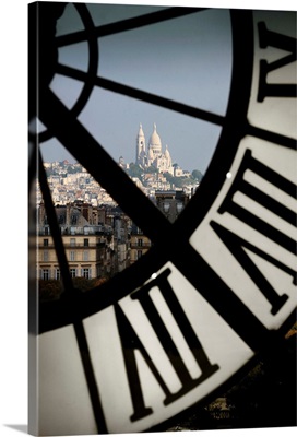 France, Paris, Musee d'Orsay, Sacre Coeur Through The Clock Of The Museum