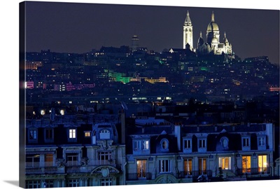 France, Paris, View over Paris and the Sacre Coeur from the Hilton Hotel