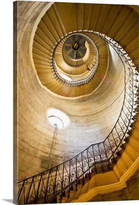 France, Rhone-Alpes, Basilica Notre-Dame de Fourviere, spiral staircase