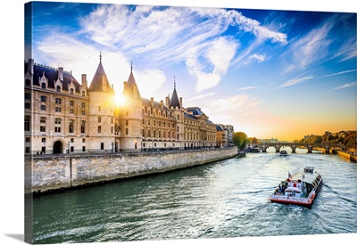 France, Seine, Paris, The Conciergerie, Part Of The Palais De Justice, At Sunset
