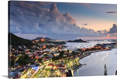 French Antilles, French West Indies, French St Martin, Leeward Islands, View at dusk