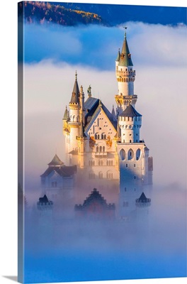 Germany, Bavaria, Swabia, Neuschwanstein Castle In The Fog