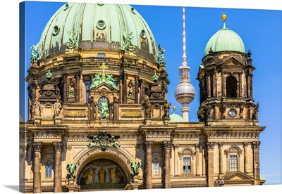 Germany, Berlin, Berlin Cathedral With Television Tower In The Background
