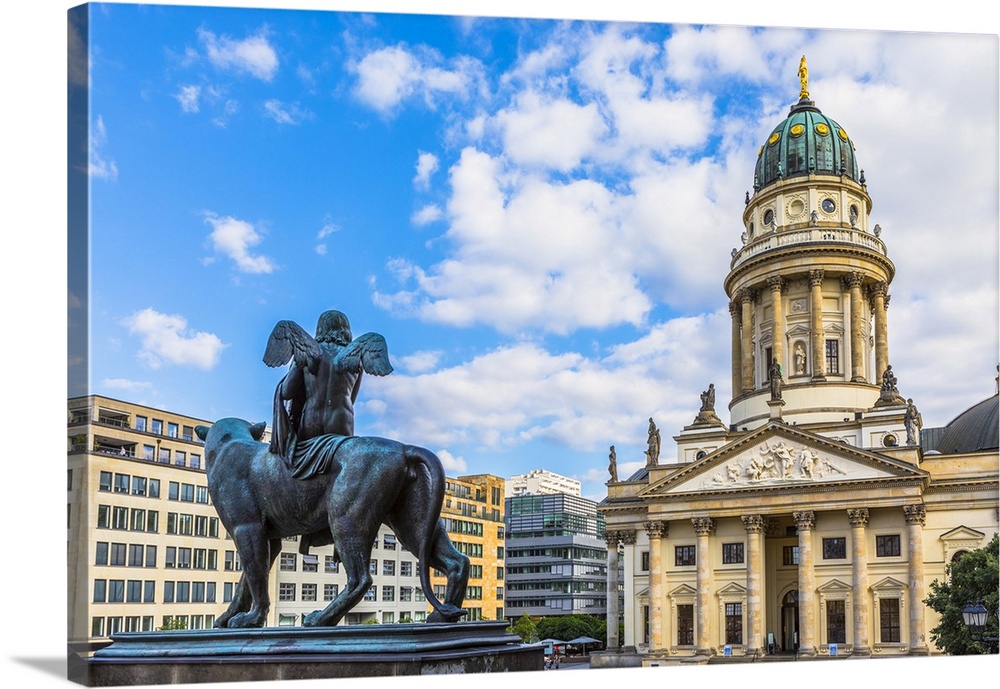 Germany, Berlin, Berlin Mitte, Gendarmenmarkt, Deutscher Dom, View of Deutscher Dom from the Concert Hall in Gendarmenmarkt