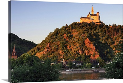 Germany, Rhine, Rhine valley, Braubach, View of the Marksburg castle