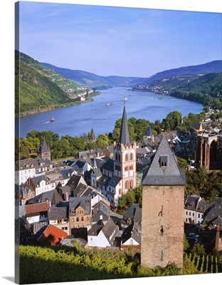 Germany, Rhineland-Palatinate, Bacharach, Rhine, View of the town