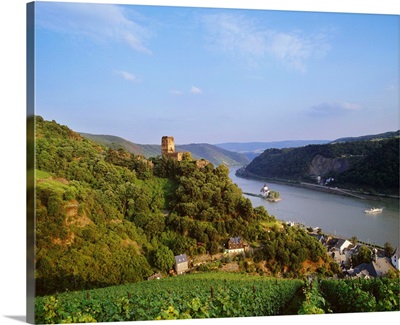 Germany, Rhineland-Palatinate, the Pfalzgrafenstein and the Gutenfels Castle