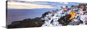 Greece, Aegean islands, Cyclades, Santorini island, Oia village illuminated at dusk image thumbnail