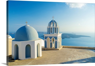 Greece, Aegean Islands, Cyclades, Santorini Island, Thera, Church In Fira