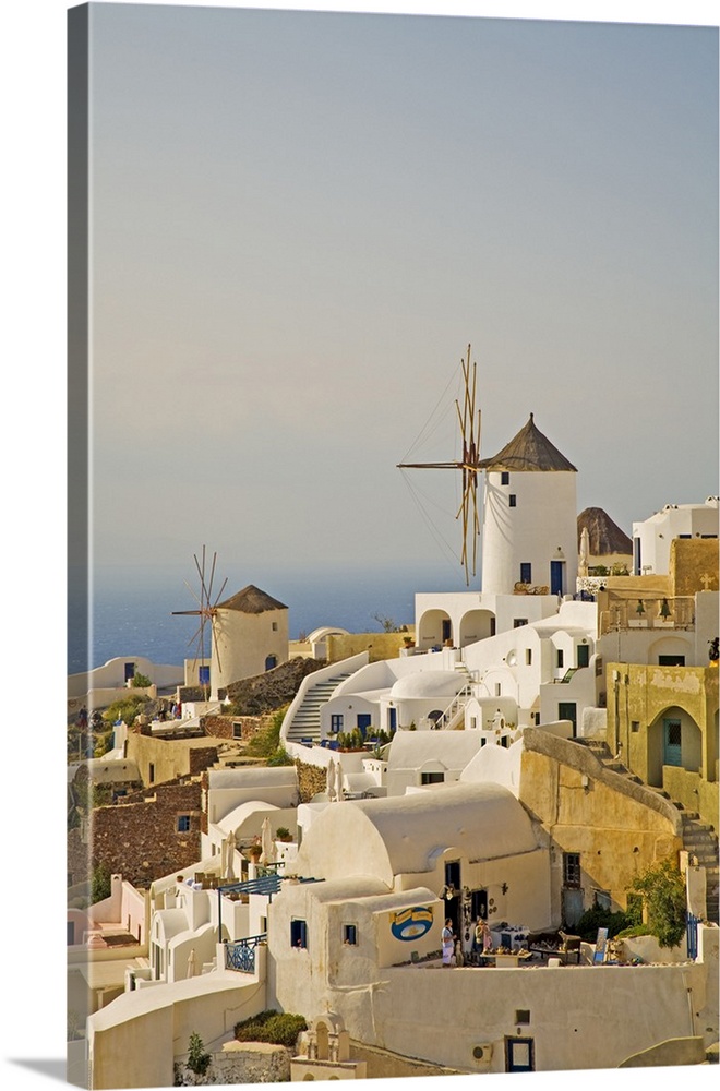 Greece, Aegean islands, Cyclades, Santorini island, Thera, Windmills in Ia town