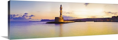 Greece, Crete, Chania, Venetian harbor and lighthouse