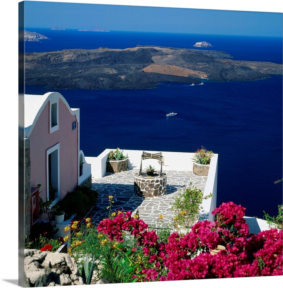 Greece, Cyclades, Santorini, View towards the crater