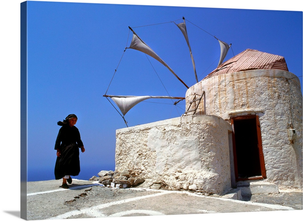 Greece, Dodecanese, Karpathos, Olympos village, windmill