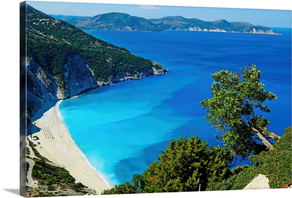 Coastline and blue mediterranean sea. Kefalonia. Greek Islands