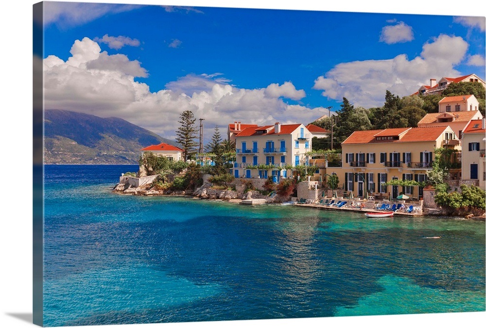Greece, Ionian Sea, Cephalonia Island, Kefalonia, Fiskardo, Harbor Wall