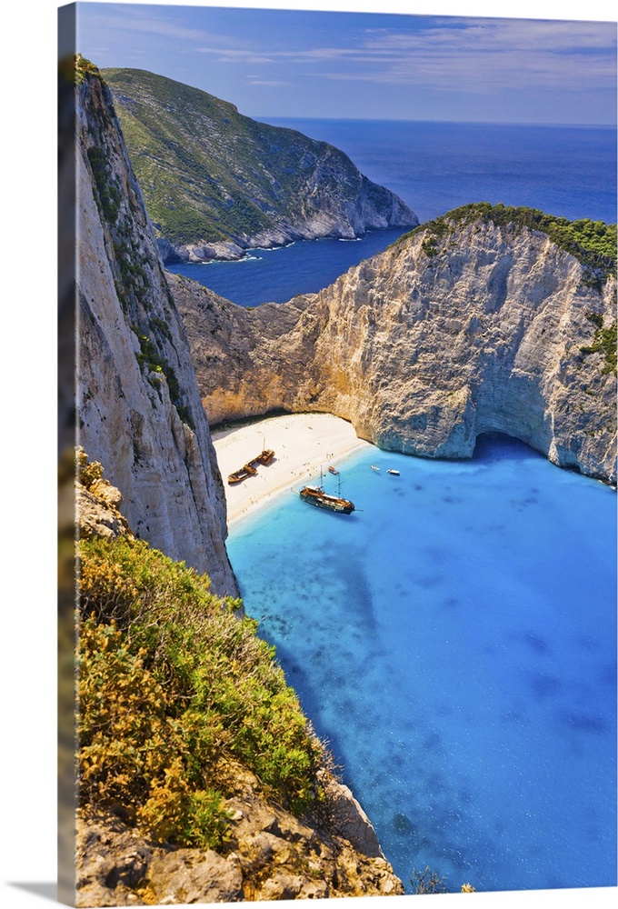 Greece, Ionian Islands, Mediterranean sea, Ionian sea, Greek Islands, Zante island, Zakinthos, Shipwreck Beach (Smuggler's...