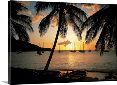 Guadeloupe, French West Indies, Caribbean, Deshaies, sunset
