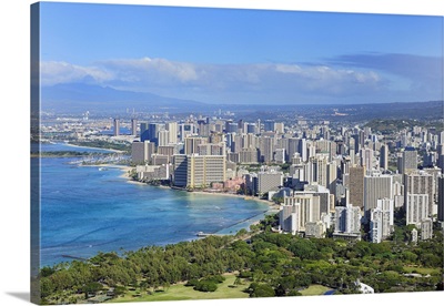 Hawaii, Oahu island, Waikiki Beach and Honolulu
