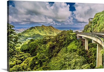 Hawaii, Oahu view of the Pali Highway