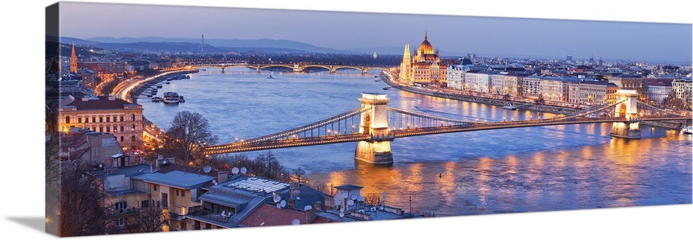 Hungary, Budapest, Chain Bridge.
