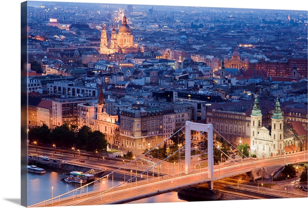 Hungary, Budapest, Danube, Donau, Elizabeth Bridge across Danube River