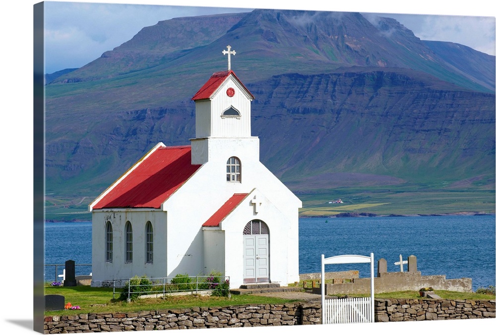 Iceland, Westfjords, Vestfiroir, Innriholmur church, around Akranes