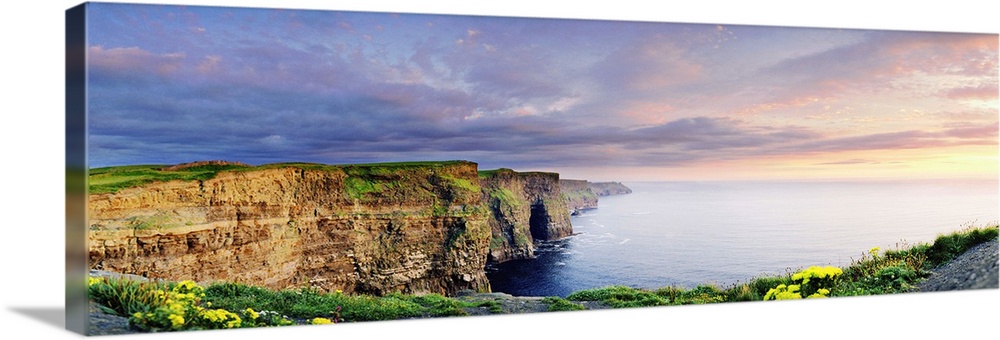 Ireland, Galway, Sunset on Cliffs of Moher.