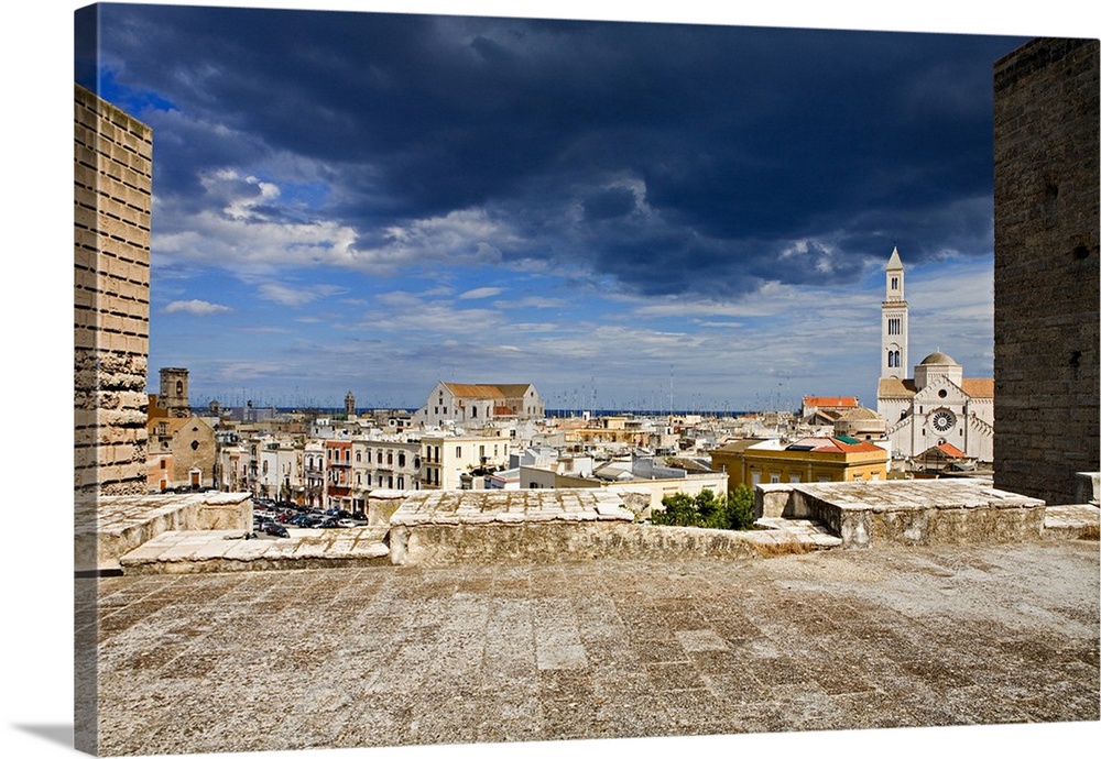 Italy, Italia, Apulia, Puglia, Bari, View from the Castle towards the Cathedral and San Nicola Basilica