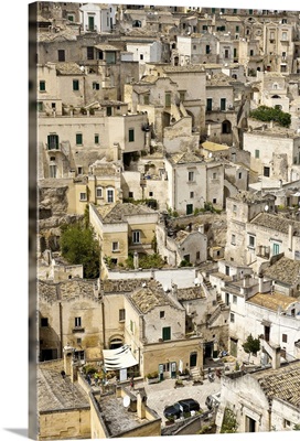 Italy, Basilicata, Matera district, Matera, View of Sasso Barisano from Civita