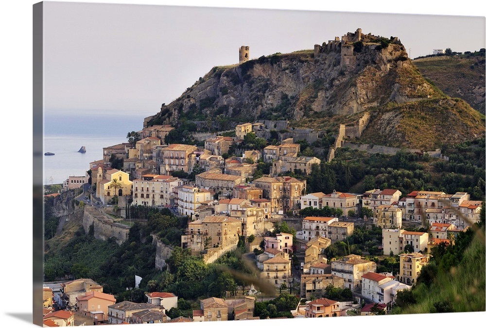 Italy, Calabria, Amantea, Old town at morning Wall Art, Canvas Prints