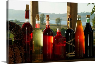 Italy, Calabria, Cosenza, La Sila Grande (natural area), wine bottles