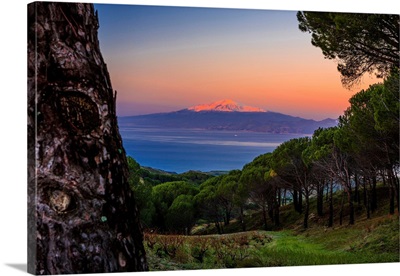 Italy, Calabria, Motta San Giovanni, View Of Mount Etna