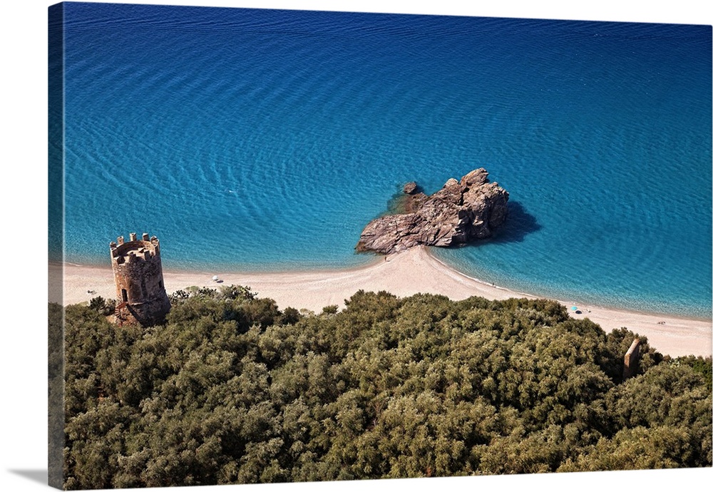 Italy, Calabria, Reggio Calabria district, Costa Viola, Palmi, Tonnara beach and tower