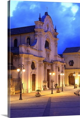Italy, Campania, Avellino district, Irpinia, Solofra, San Michele Sanctuary at night
