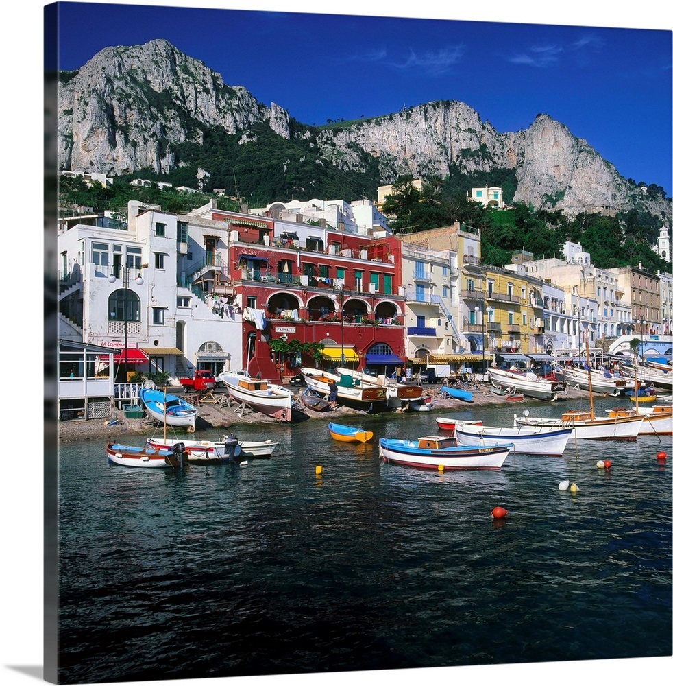 Italy, Campania, Capri, Marina Grande, harbor Wall Art, Canvas Prints