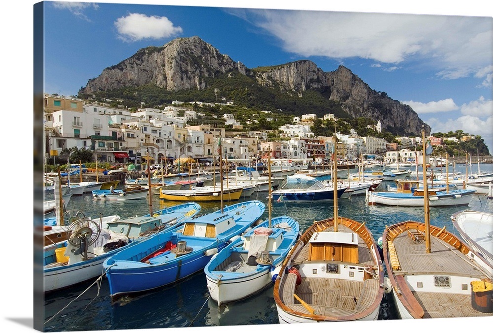 Italy, Campania, Capri, Marina Grande harbor Wall Art, Canvas Prints
