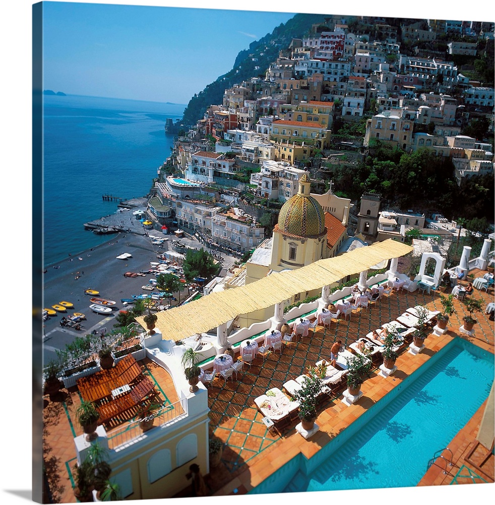 Italy, Campania, Positano, Amalfi Coast, Hotel Le Sirenuse, terrace