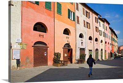 Italy, Emilia-Romagna, Brisighella town, Piazza Marconi and Via del Borgo