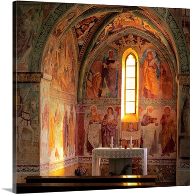 Italy, Friuli, Carnia, Tagliamento valley, Forni di Sotto, San Lorenzo church, fresco