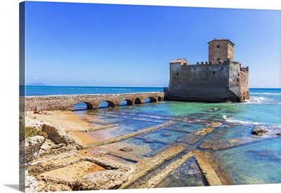 Italy, Latium, Nettuno, Tyrrhenian Sea, Torre Astura, Medieval Castle On The Sea