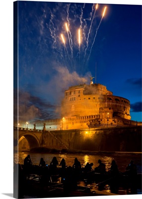 Italy, Latium, Rome, Mausoleum Of Hadrian, Fireworks At The Castel Sant'Angelo