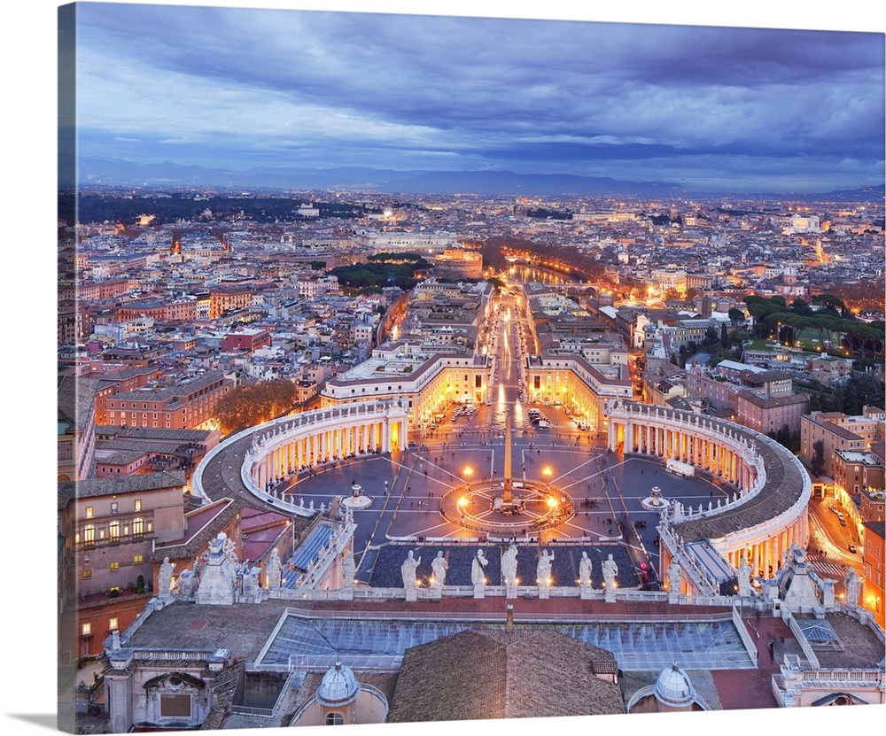 Italy, Latium, Vatican City, Roma district, Rome, Saint Peter's Square, Saint Peter's Basilica, Panoramic view from the to...