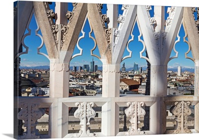 Italy, Lombardy, Milan, Milan Cathedral, Milan's New Skyline, View From The Duomo
