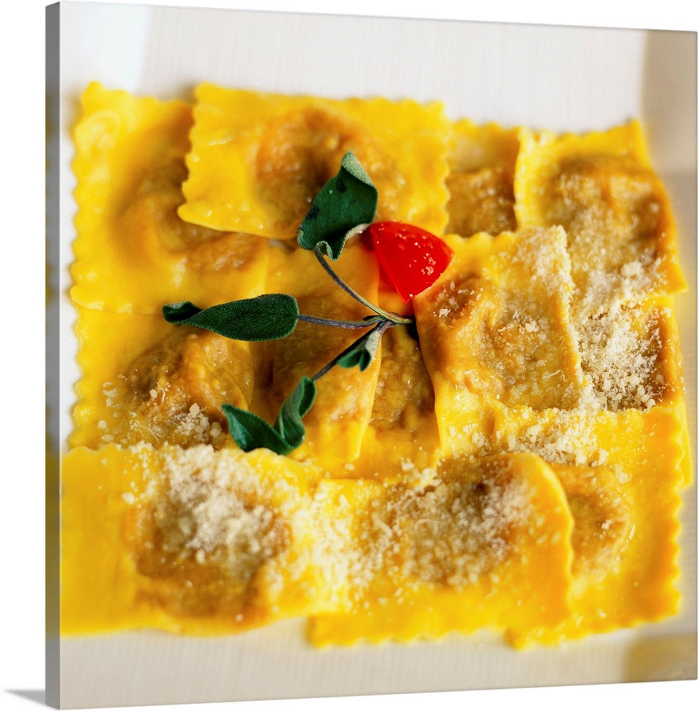 Italy, Lombardy, Tortelli di Zuca (Pumpkin) at the Grifone Bianco Restaurant