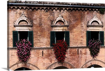 Italy, Marche, Ascoli Piceno, typical windows