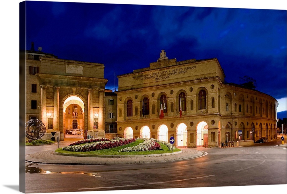Italy, Marches, Macerata, Porta Picena (Gate) and Sferisterio Wall Art, Canvas Prints, Framed