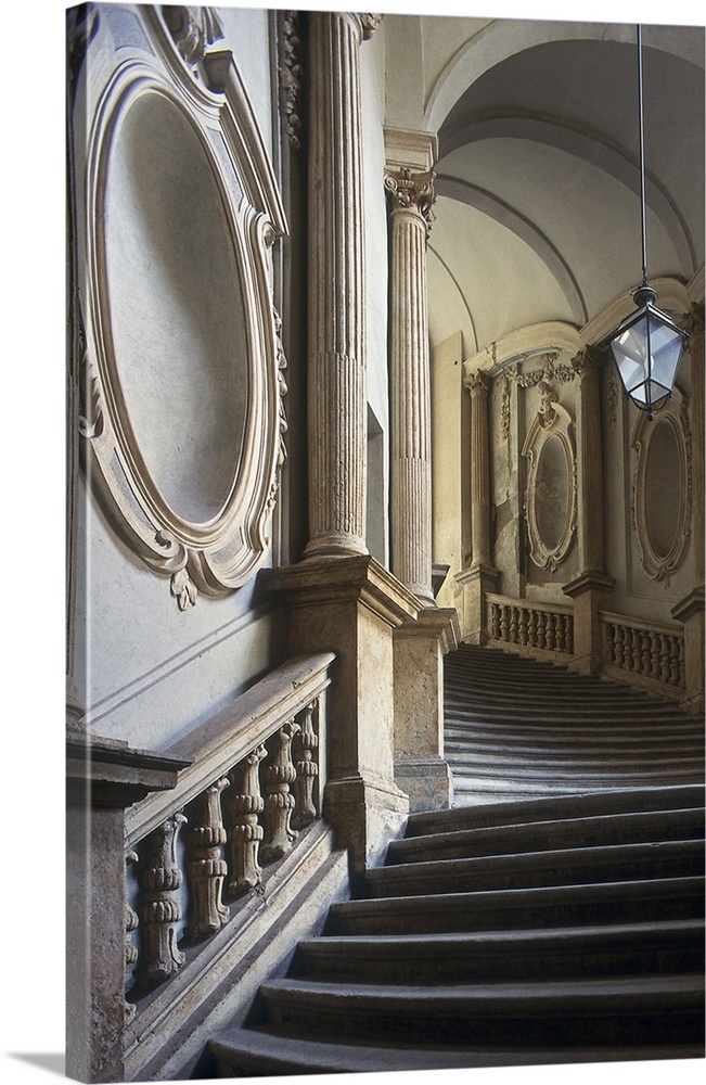 Italy, Piedmont, Regge Sabaude, Turin, Carignano Palace, Guarignano staircase