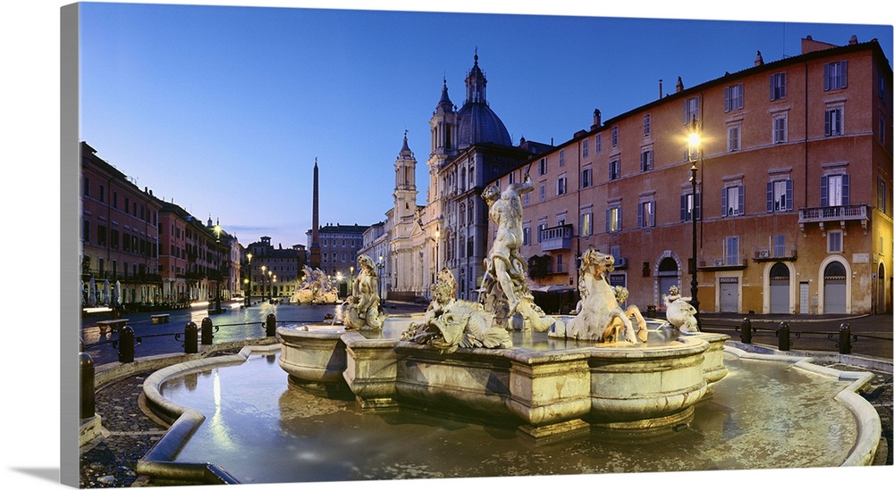 Italy, Latium, Mediterranean area, Roma district, Rome, Piazza Navona, Fountain of Neptune